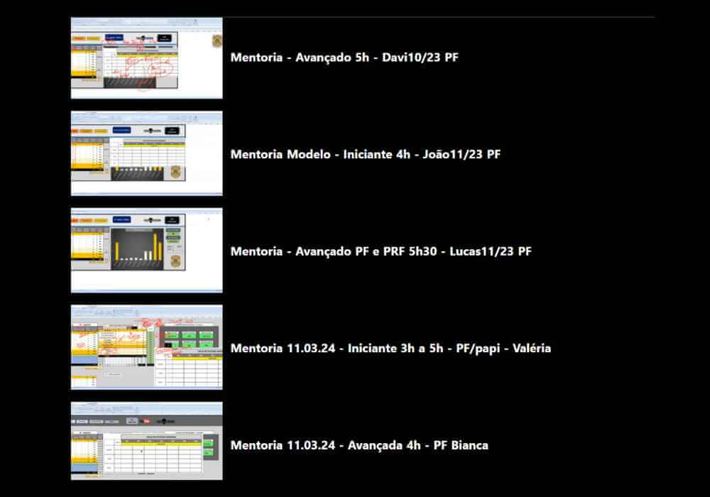 Mentorias individuais gravadas